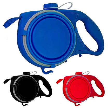 4-in-1 Dog Leash with Water Bottle and Bowl – All-in-One Walking Lead