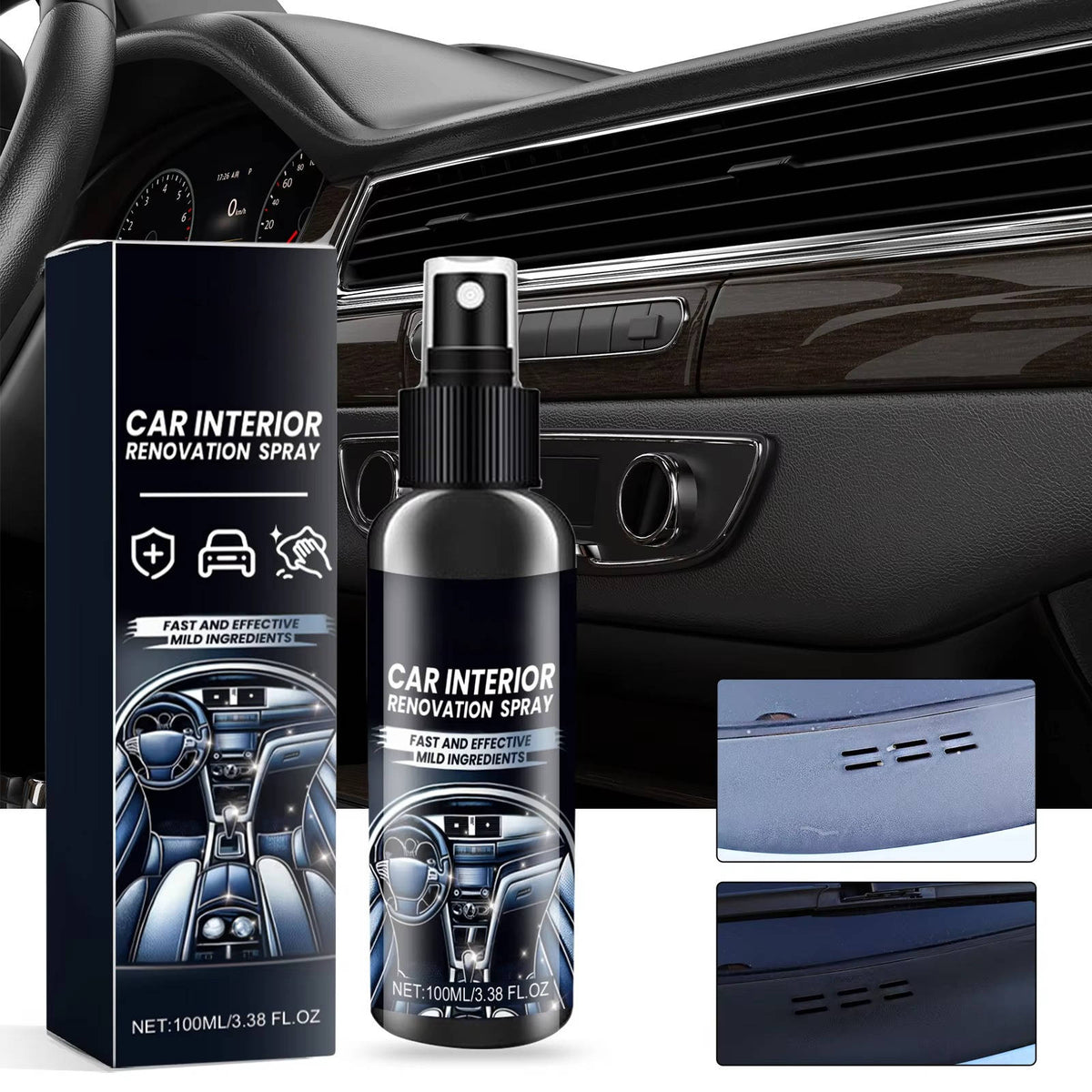 Car Interior Cleaning Kit – 3-Piece Dashboard and Seat Cleaner Set