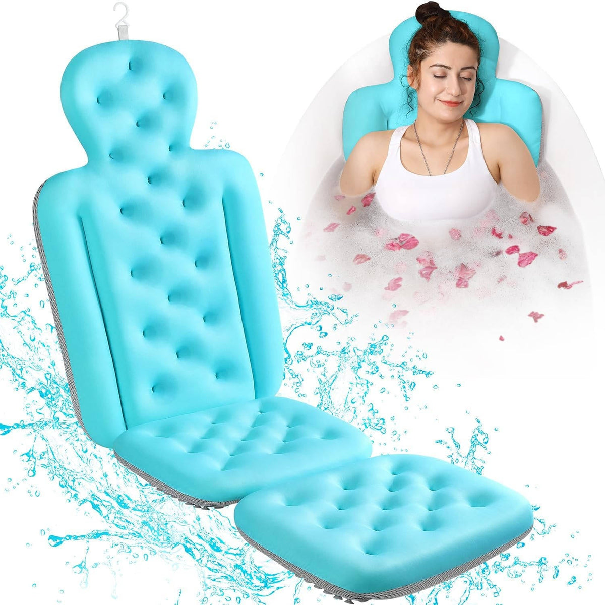 Full Body Bath Pillow for Bathtub – Head, Neck and Back Cushion