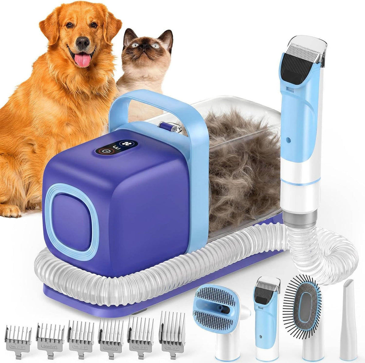 Dog Grooming Vacuum Kit with Clipper and Shedding Brush