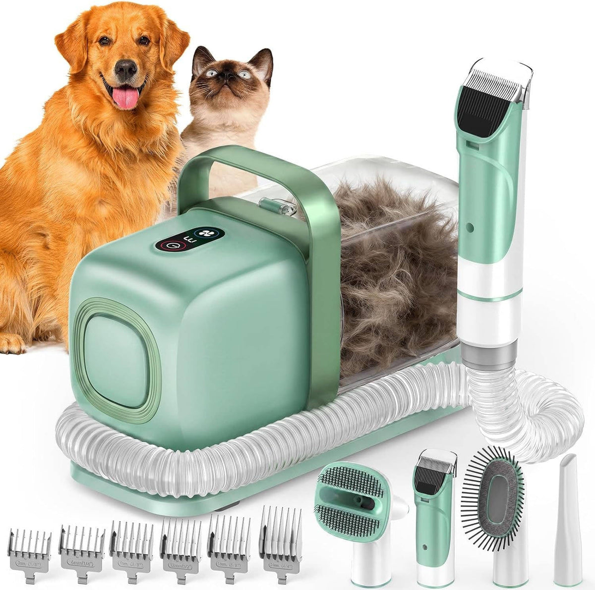 Dog Grooming Vacuum Kit with Clipper and Shedding Brush