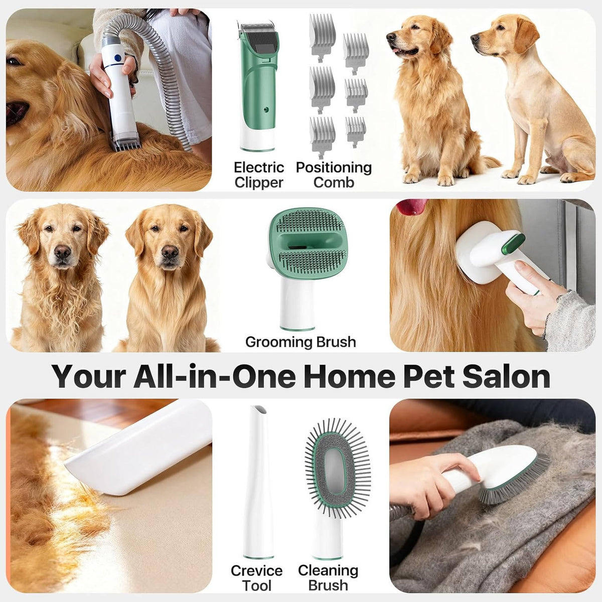 Dog Grooming Vacuum Kit with Clipper and Shedding Brush