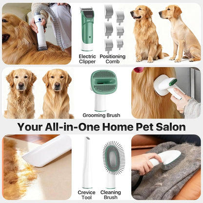 Dog Grooming Vacuum Kit with Clipper and Shedding Brush