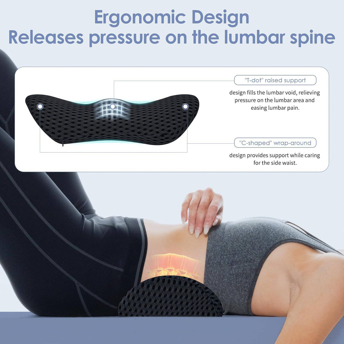 Lumbar Support Pillow for Office Chair and Bed – Memory Foam Backrest