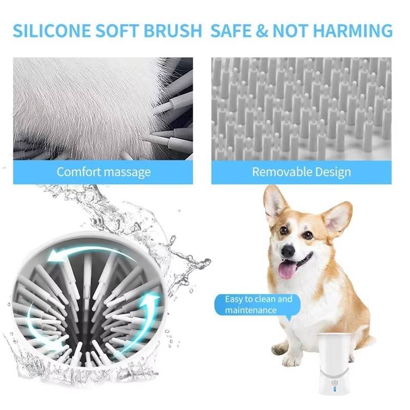 Automatic Dog Paw Cleaner with Rotating Silicone Brushes
