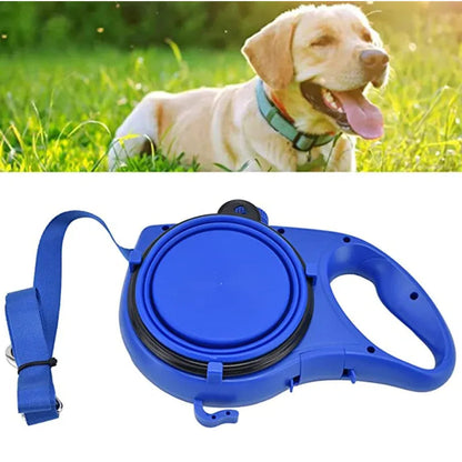 4-in-1 Dog Leash with Water Bottle and Bowl – All-in-One Walking Lead