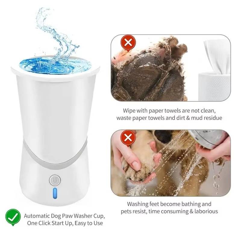 Automatic Dog Paw Cleaner with Rotating Silicone Brushes