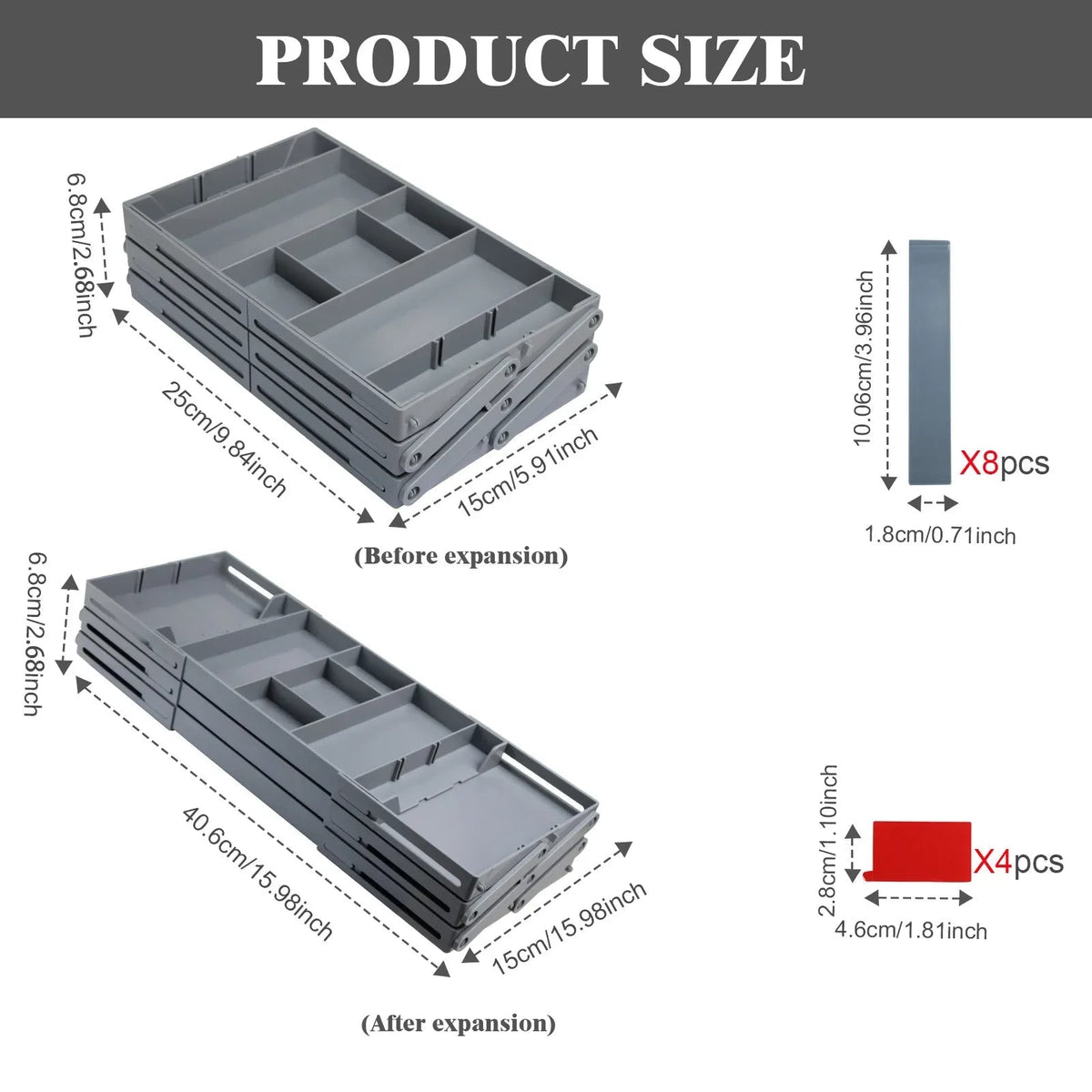 Foldable 3-Tier Drawer Organizer with Dividers