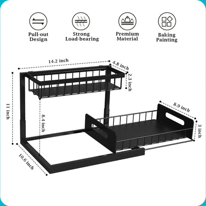 Pull-Out Under Sink Organizer – 2-Tier Sliding Shelf