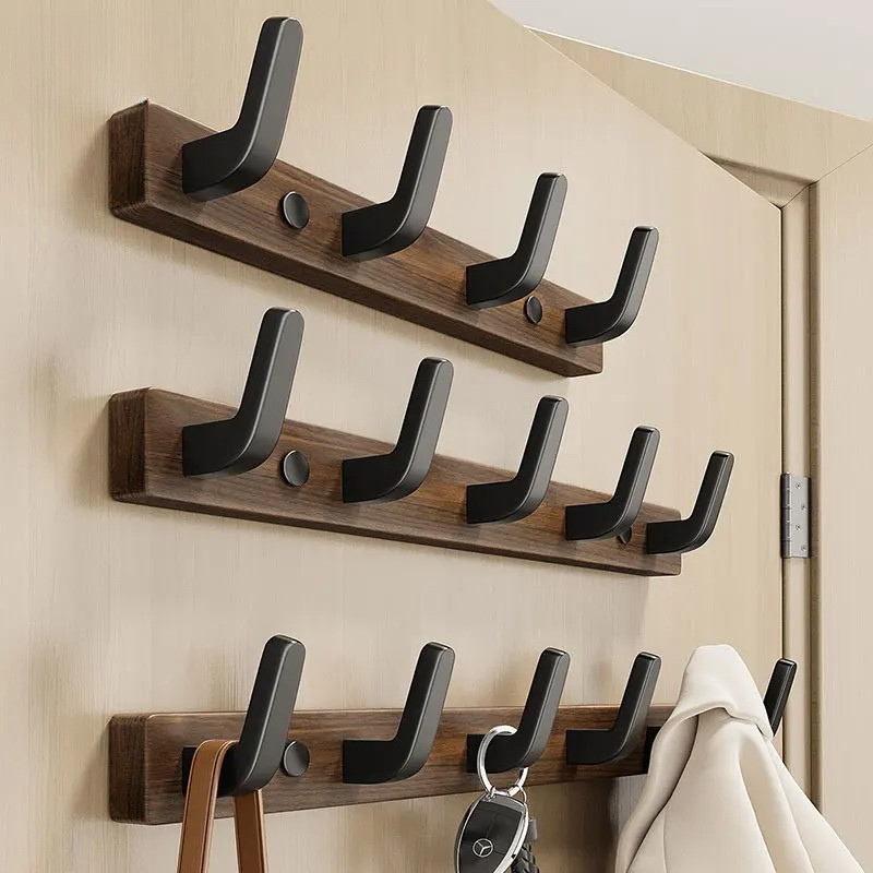 Wall Coat Rack with 4 Steel Hooks