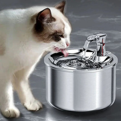 Cat Water Fountain with Stainless Steel Basin and 4-Layer Filter