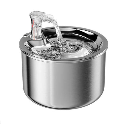 Cat Water Fountain with Stainless Steel Basin and 4-Layer Filter