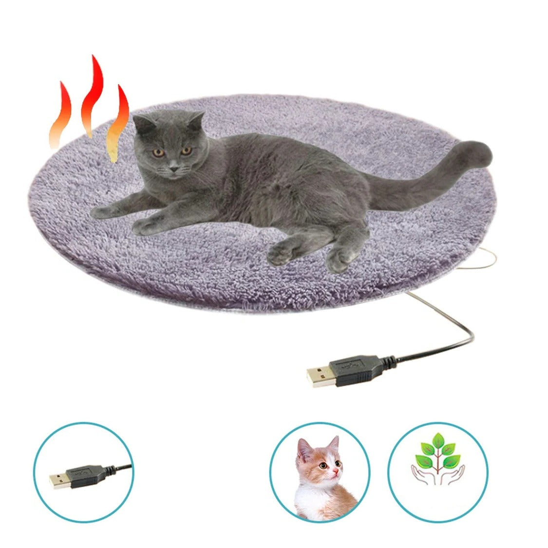 USB Heated Pet Pad – Warm Cushion for Cats and Small Dogs