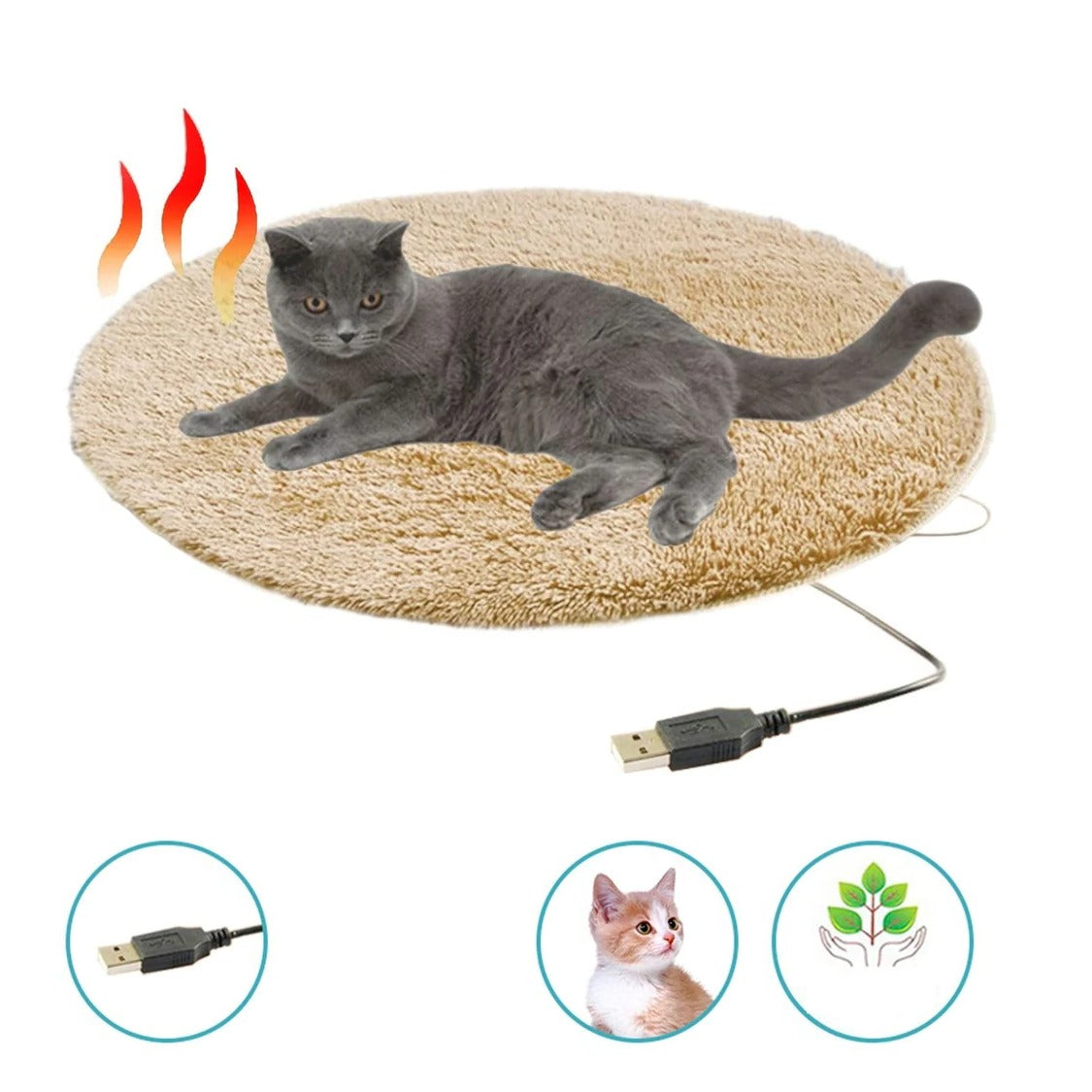 USB Heated Pet Pad – Warm Cushion for Cats and Small Dogs