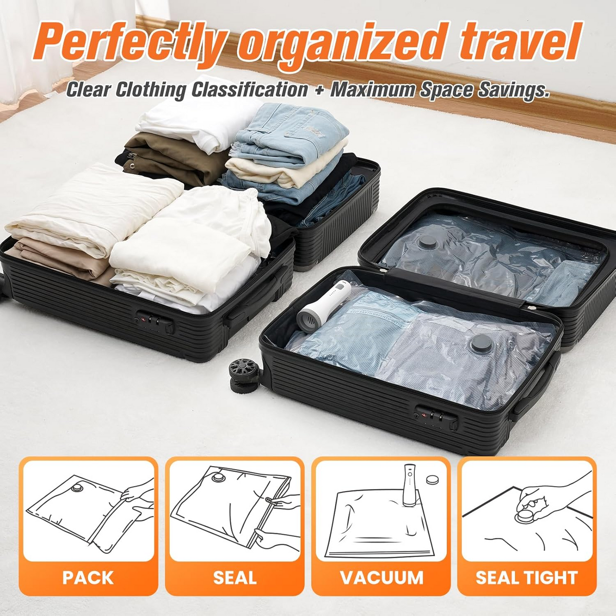 Vacuum Storage Bags with Electric Pump – 15-Piece Set