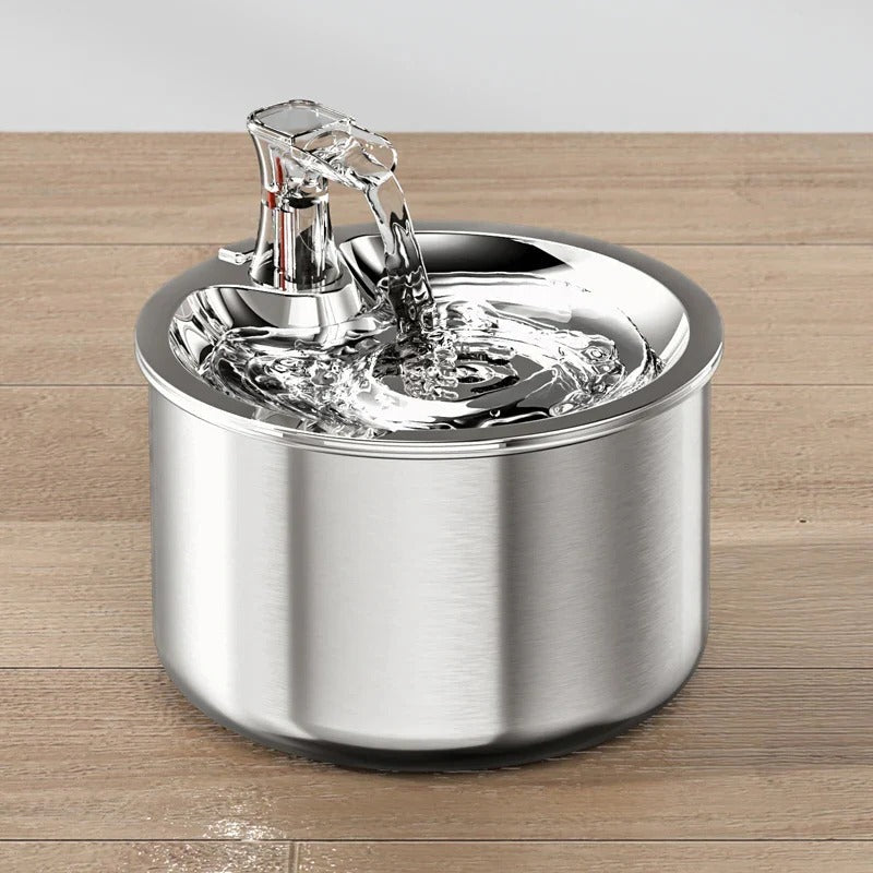 Cat Water Fountain with Stainless Steel Basin and 4-Layer Filter