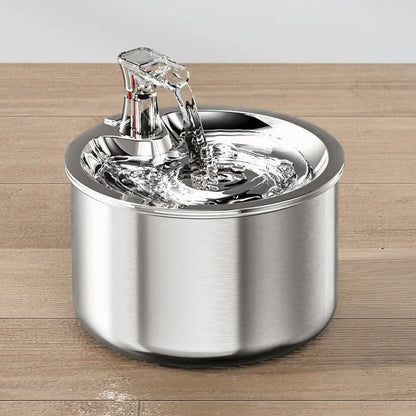Cat Water Fountain with Stainless Steel Basin and 4-Layer Filter