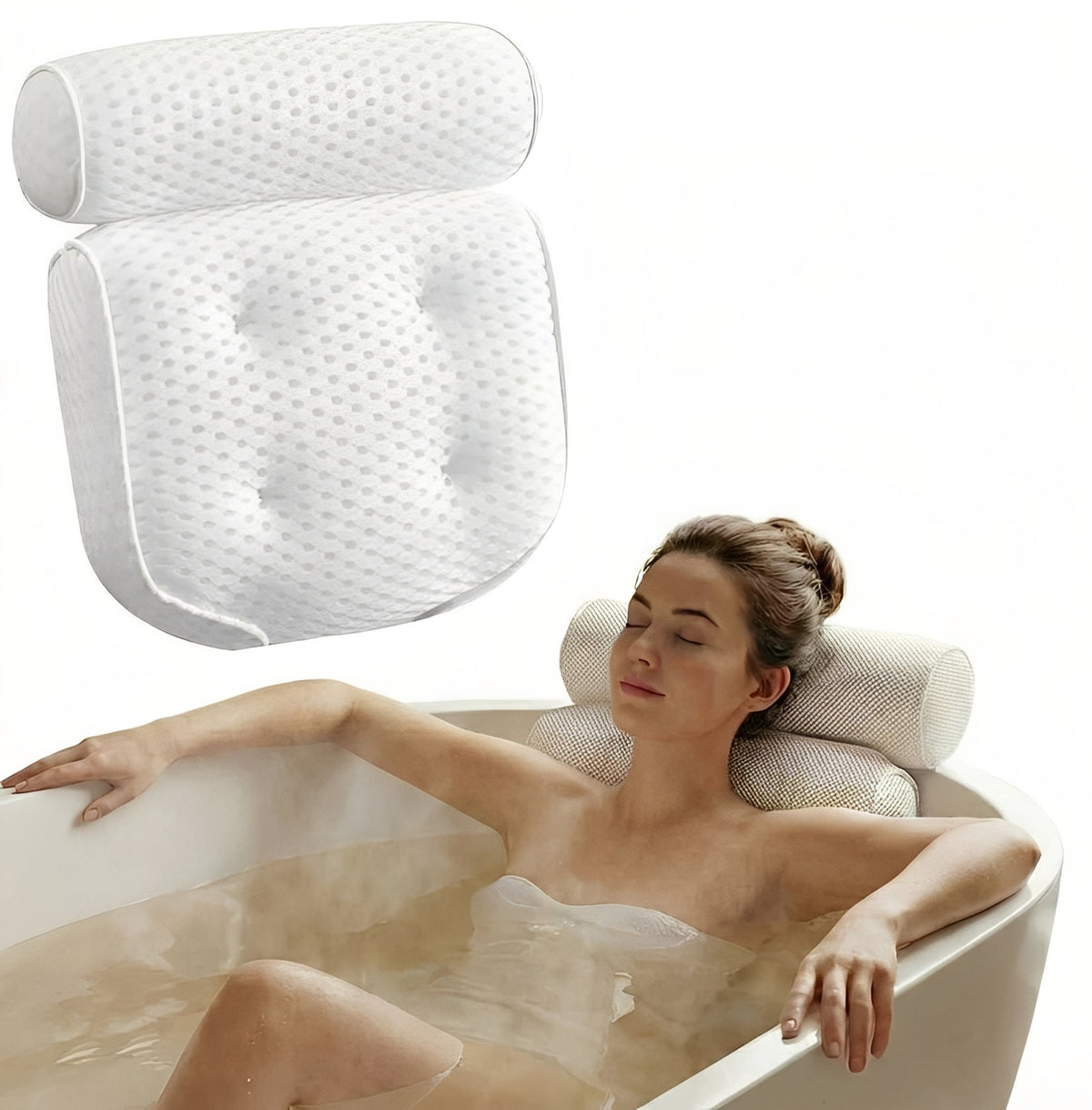Bath Pillow with Suction Cups – Head and Neck Support
