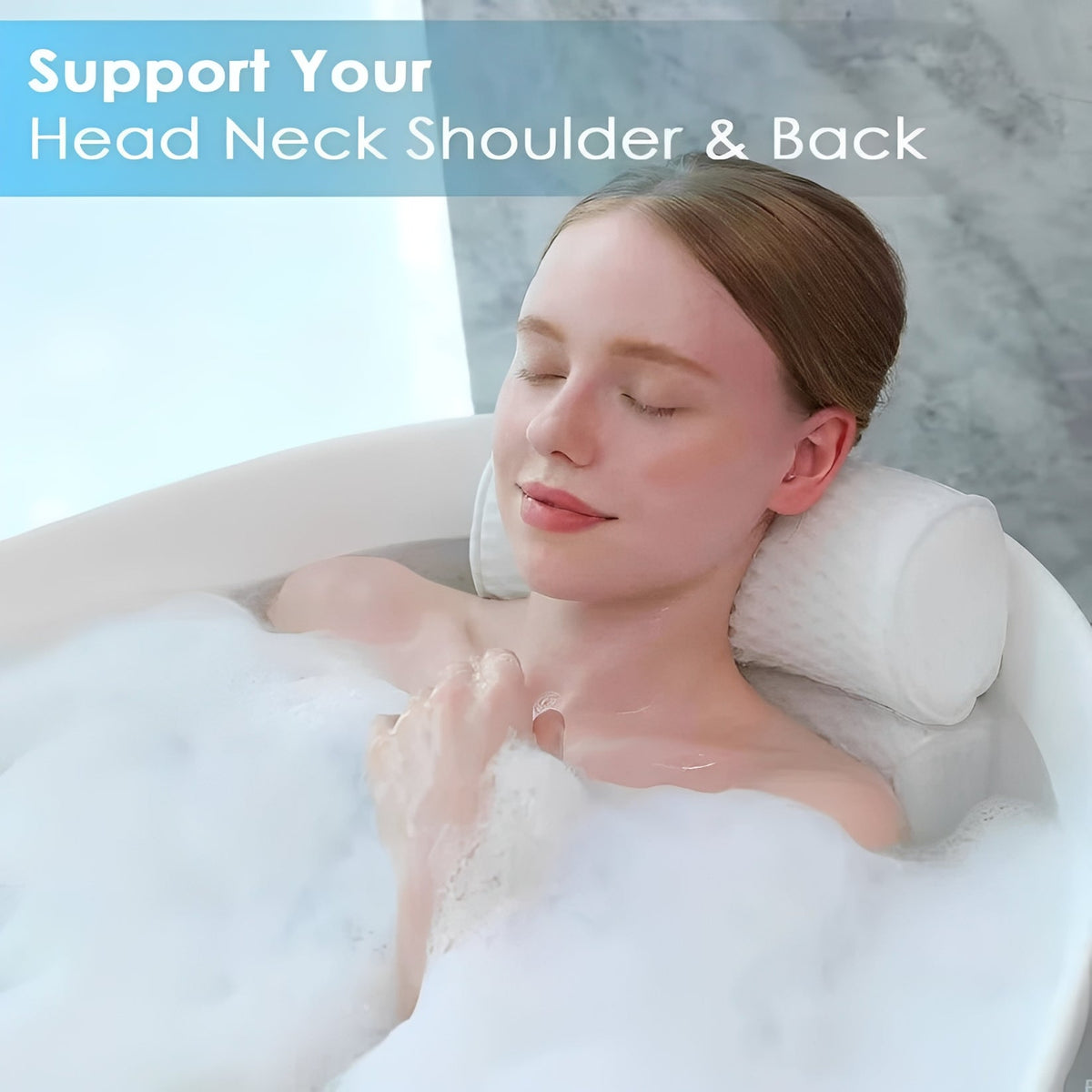 Bath Pillow with Suction Cups – Head and Neck Support