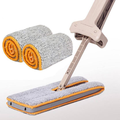 Self-Wringing Flat Mop and Broom Set – 360° Microfiber Floor Mop