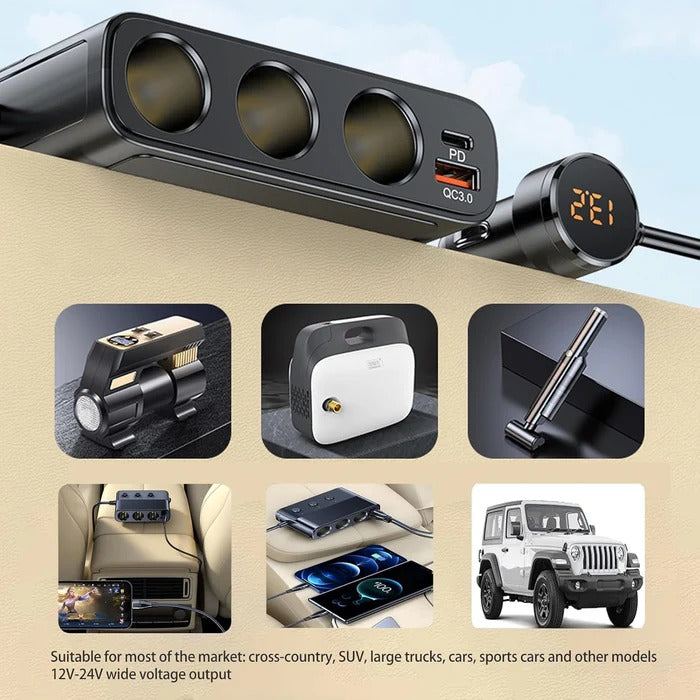 7-in-1 Car Charger Adapter – Multi-Port USB Outlet Splitter