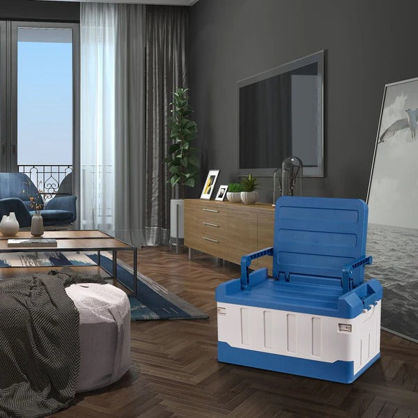 Collapsible Trunk Storage Box with Seat Lid – Car and Outdoor Organizer