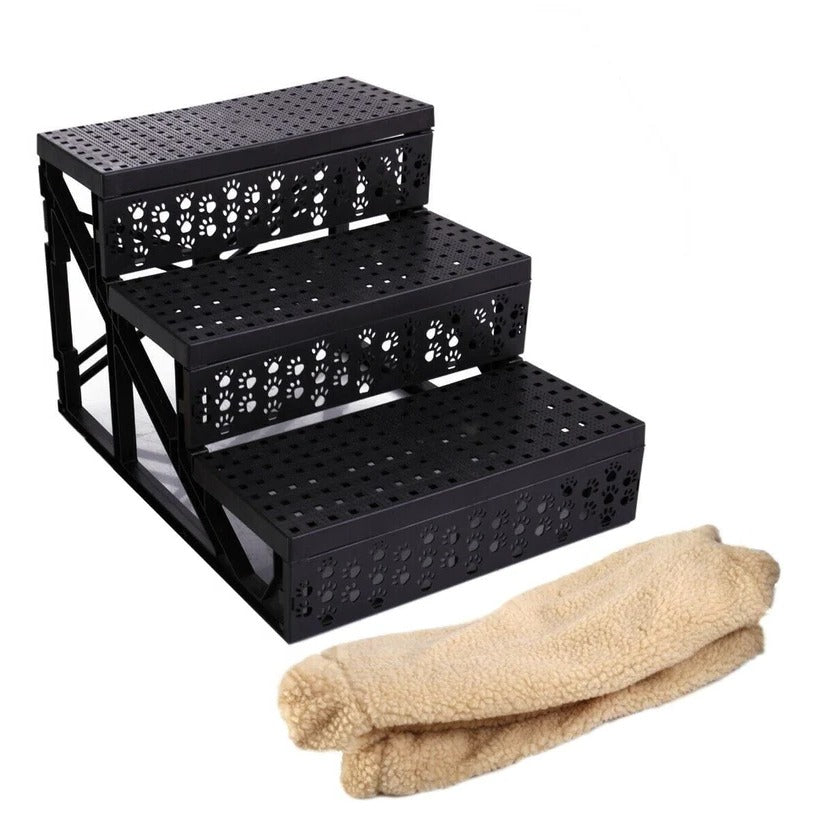 Non-Slip Pet Stairs with Fleece Cover for Small Dogs