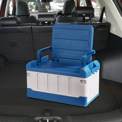 Collapsible Trunk Storage Box with Seat Lid – Car and Outdoor Organizer