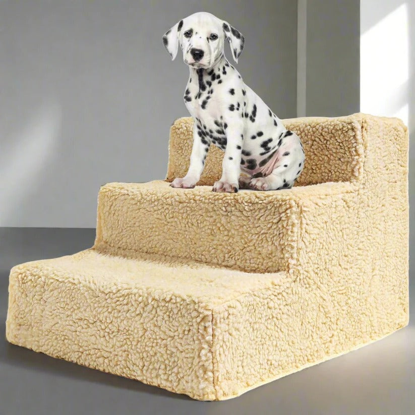 Non-Slip Pet Stairs with Fleece Cover for Small Dogs