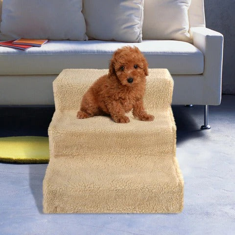Non-Slip Pet Stairs with Fleece Cover for Small Dogs