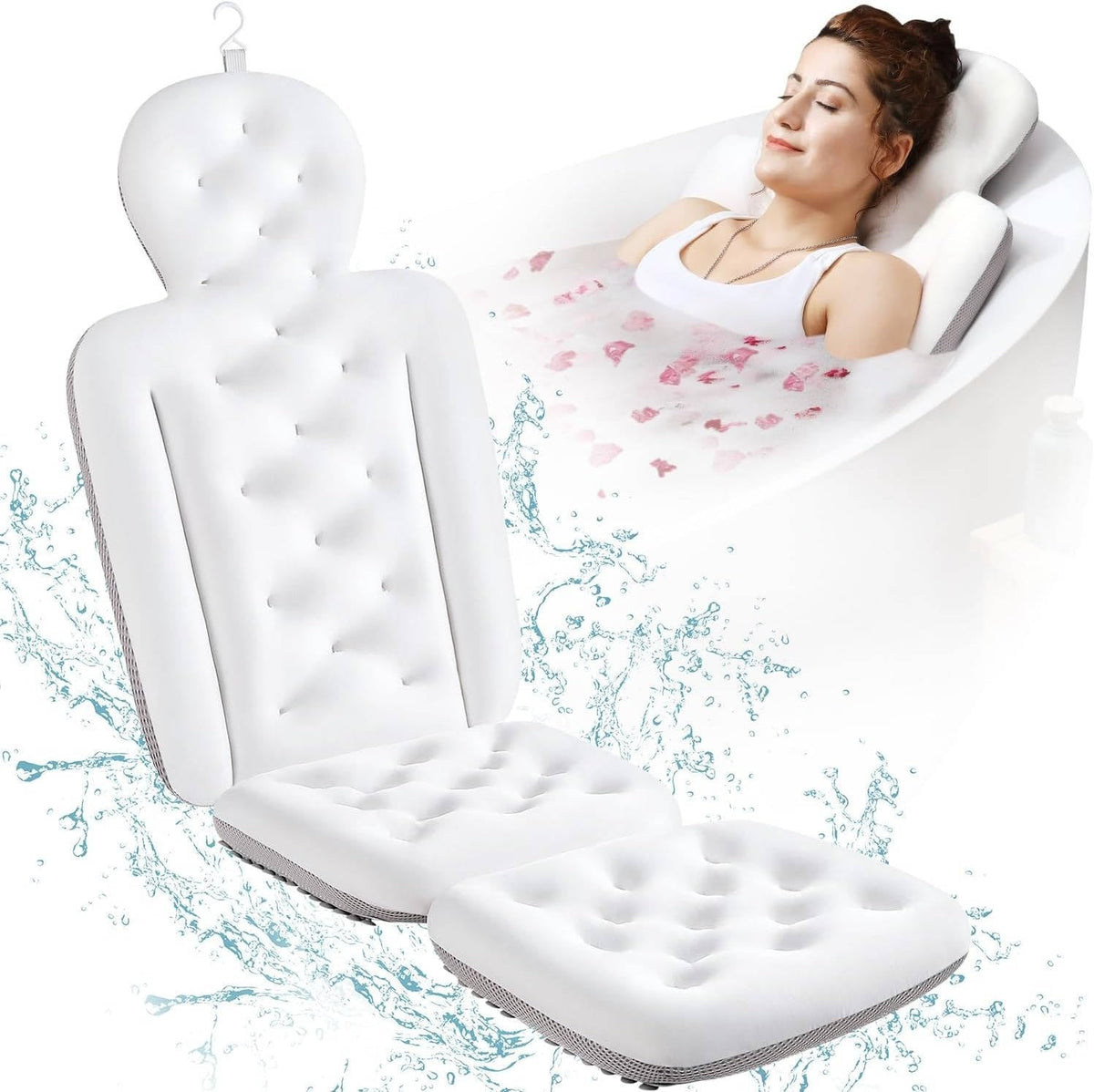 Full Body Bath Pillow for Bathtub – Head, Neck and Back Cushion
