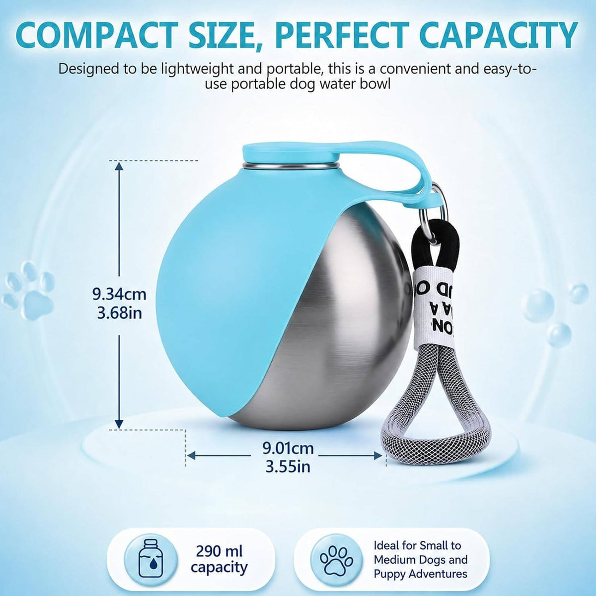 Portable Dog Water Bottle with Foldable Bowl – 2-in-1 Travel Bottle
