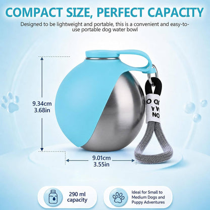 Portable Dog Water Bottle with Foldable Bowl – 2-in-1 Travel Bottle