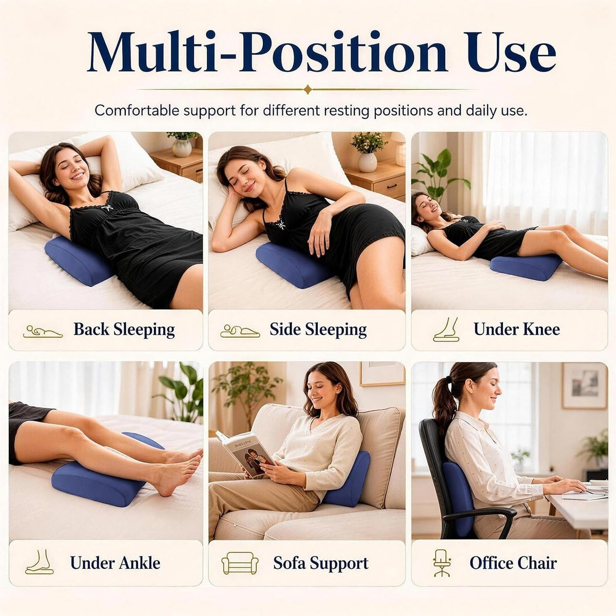 Memory Foam Lumbar Pillow for Sleeping – Lower Back Support Pillow