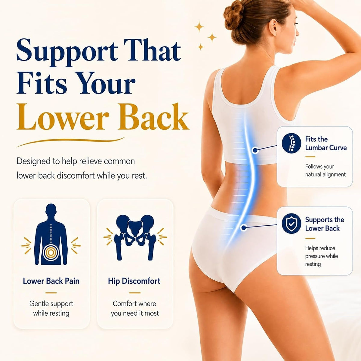 Memory Foam Lumbar Pillow for Sleeping – Lower Back Support Pillow