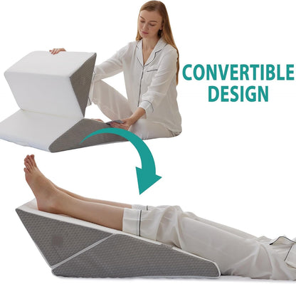 Bed Wedge Pillow Set – 3-Piece Adjustable Back and Leg Support