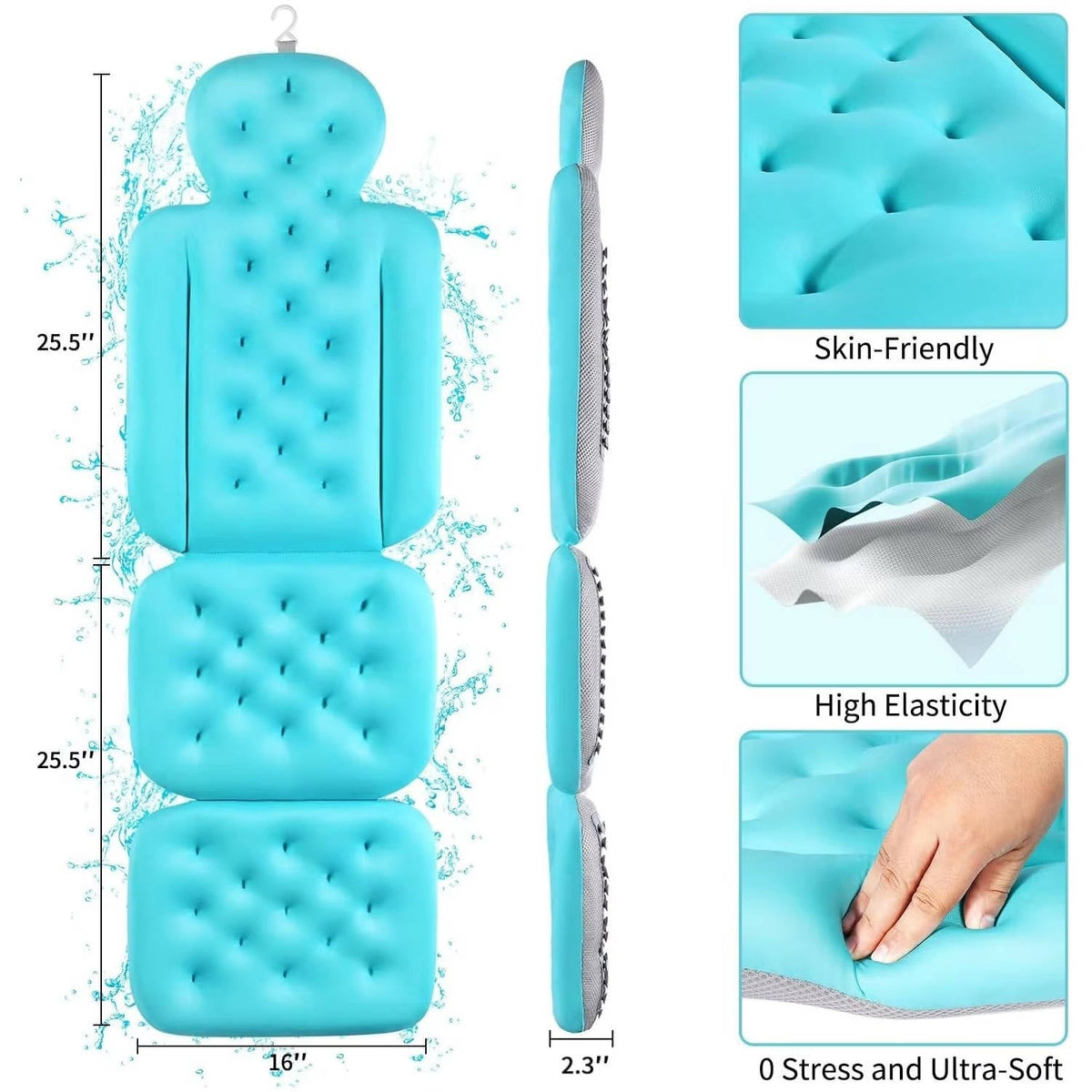 Full Body Bath Pillow for Bathtub – Head, Neck and Back Cushion