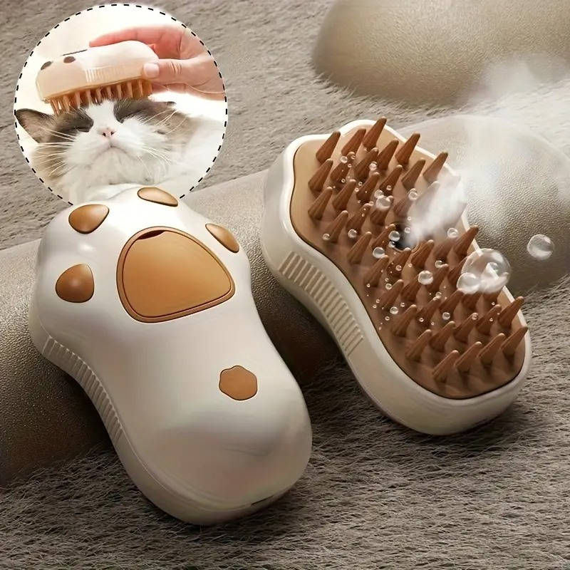 Steam Pet Brush – 3-in-1 Spray Grooming Brush for Shedding