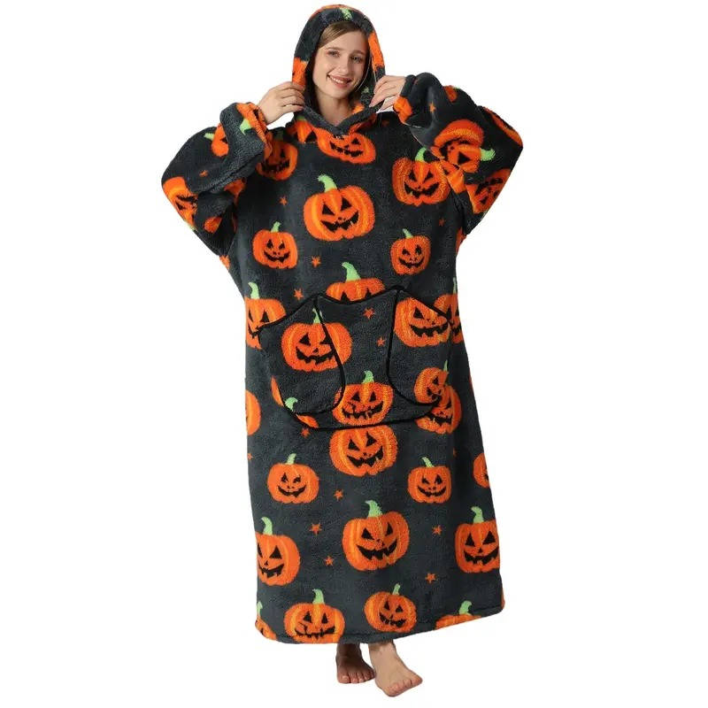Wearable Blanket Hoodie – Long Oversized Sherpa Blanket
