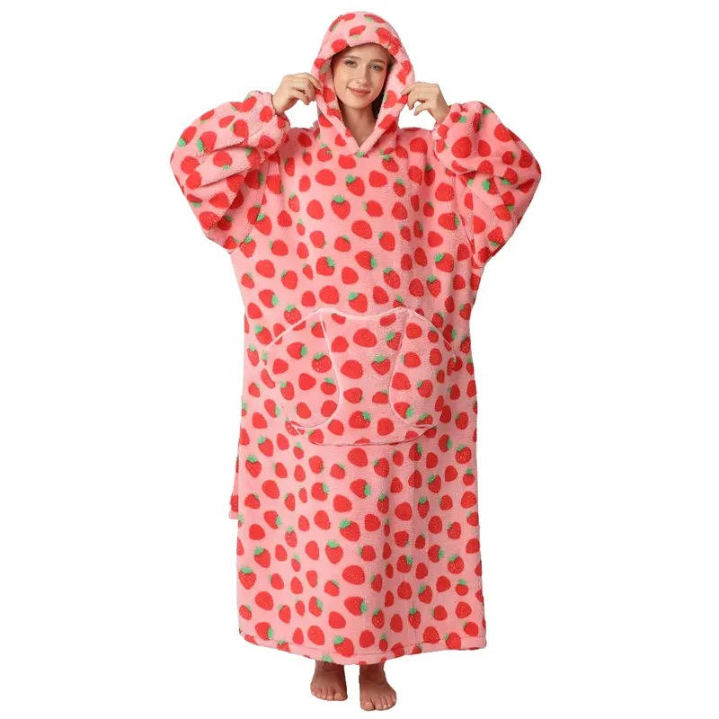 Wearable Blanket Hoodie – Long Oversized Sherpa Blanket