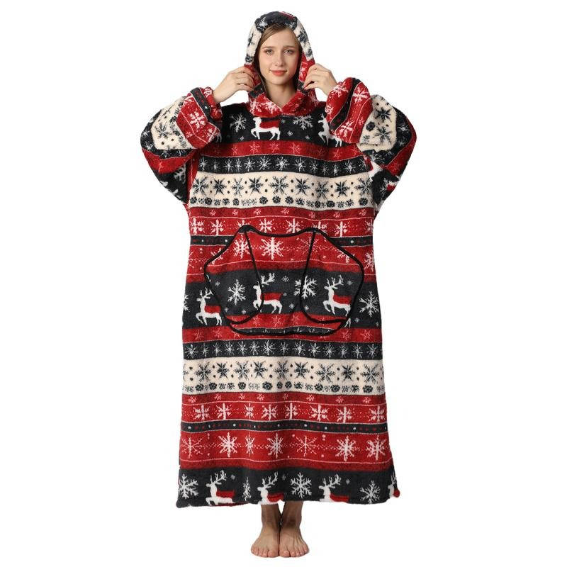 Wearable Blanket Hoodie – Long Oversized Sherpa Blanket