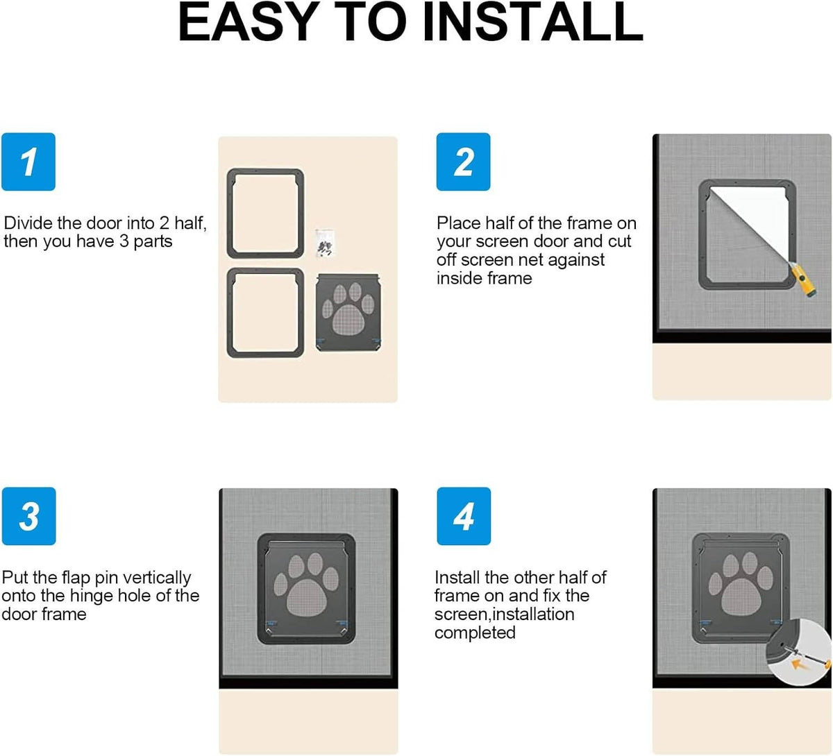 Magnetic Pet Screen Door – Hands-Free Entry for Dogs and Cats