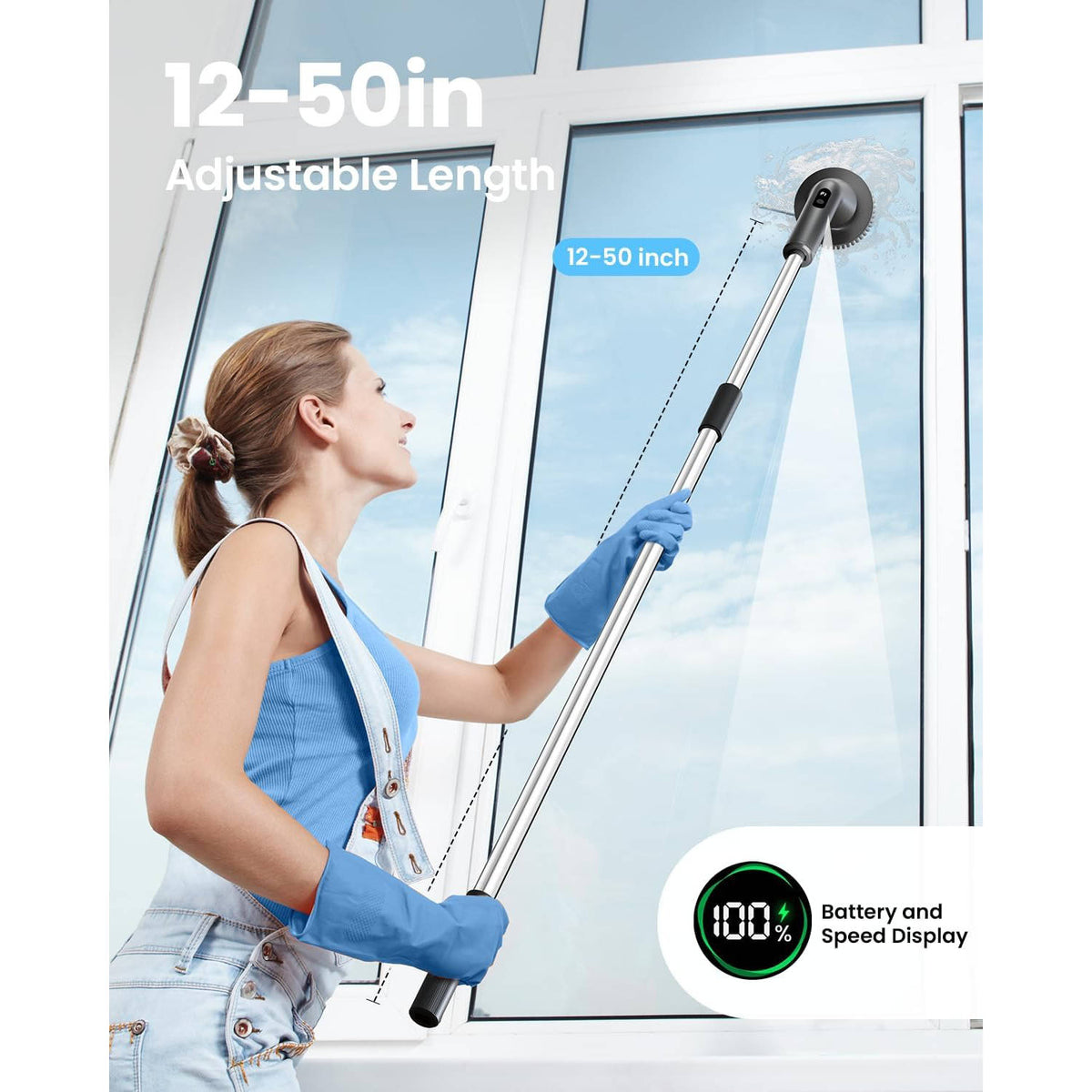 Cordless Electric Spin Scrubber with Extendable Long Handle