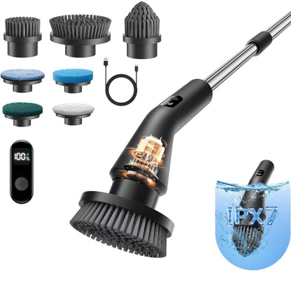 Cordless Electric Spin Scrubber with Extendable Long Handle