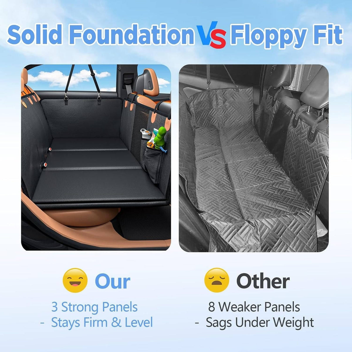 Dog Back Seat Extender for Car – Hard Bottom Waterproof Seat Cover