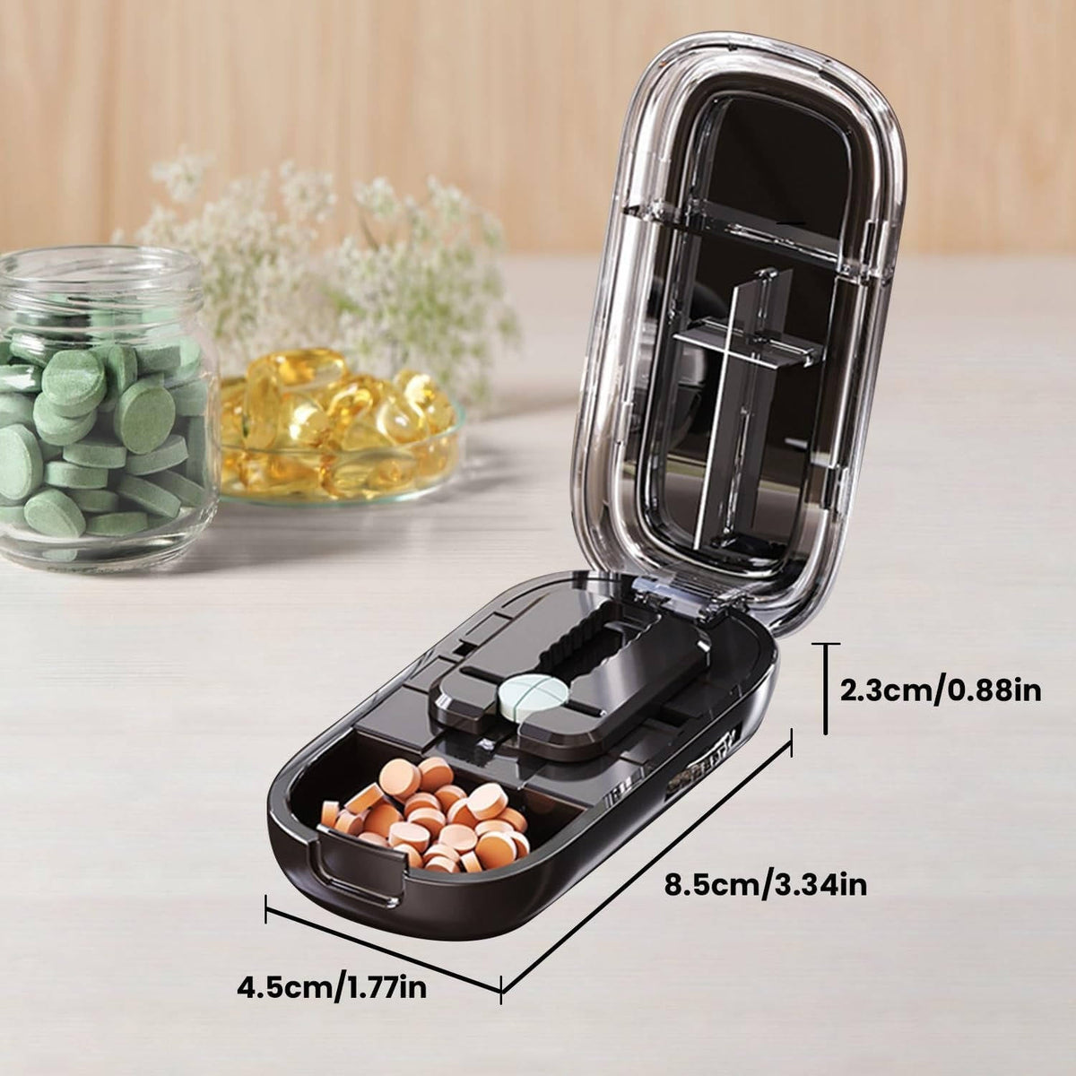 Pill Cutter and Splitter – Portable Tablet Cutter with Storage