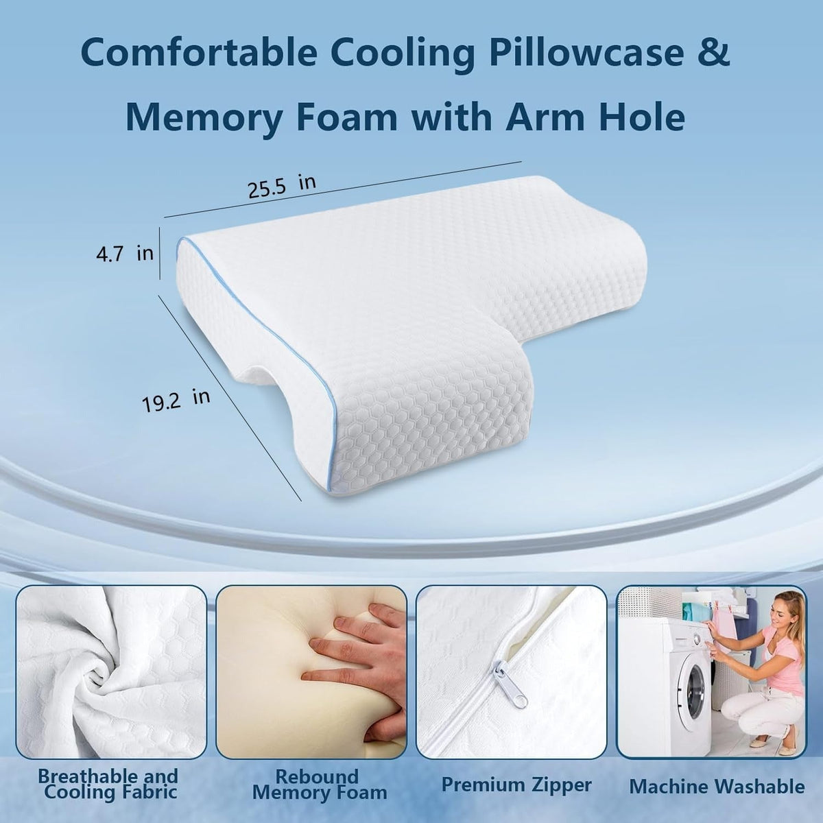 Couple Pillow with Arm Tunnel – Memory Foam Cuddle Pillow
