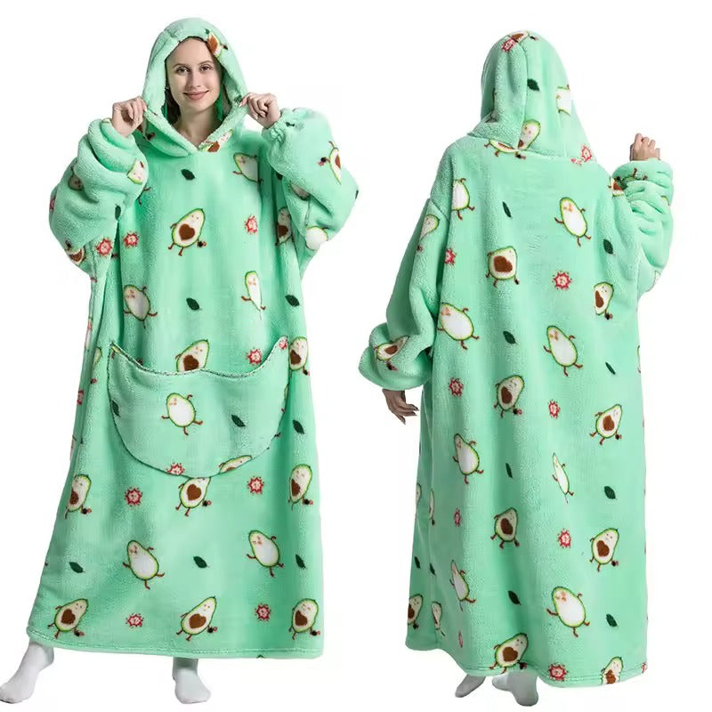 Wearable Blanket Hoodie – Long Oversized Sherpa Blanket