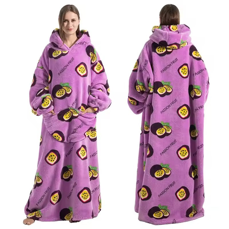 Wearable Blanket Hoodie – Long Oversized Sherpa Blanket