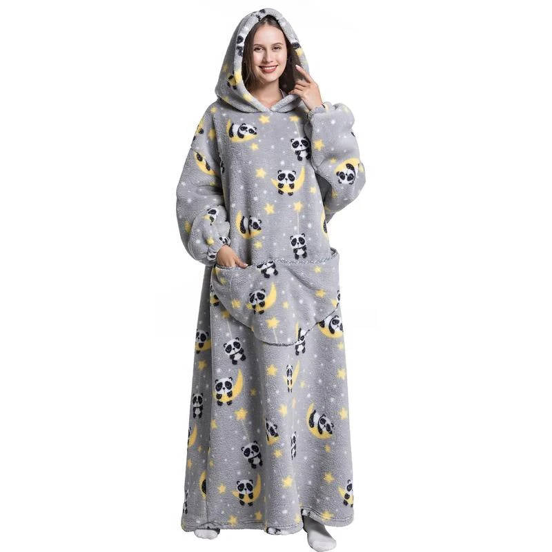 Wearable Blanket Hoodie – Long Oversized Sherpa Blanket